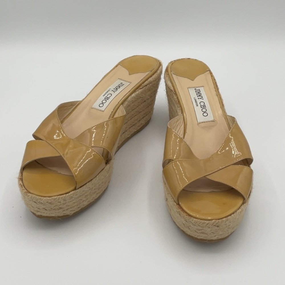 Jimmy Choo Paisley Criss Cross patent leather wedge